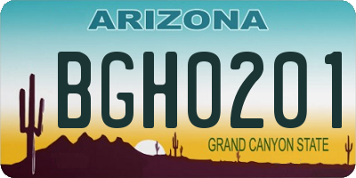 AZ license plate BGH0201