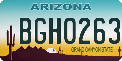 AZ license plate BGH0263