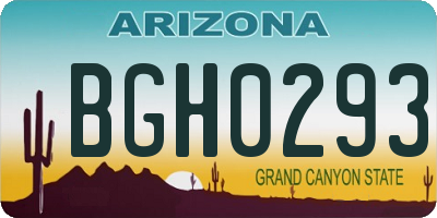 AZ license plate BGH0293