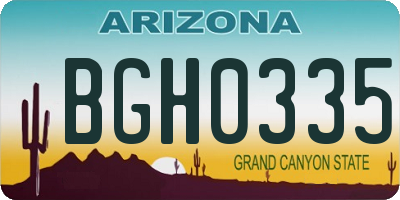 AZ license plate BGH0335
