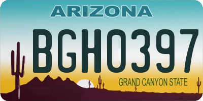 AZ license plate BGH0397