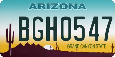 AZ license plate BGH0547
