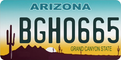 AZ license plate BGH0665