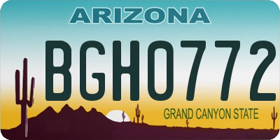 AZ license plate BGH0772