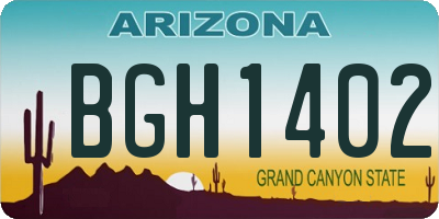 AZ license plate BGH1402