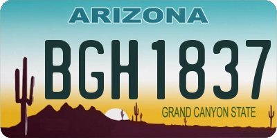 AZ license plate BGH1837