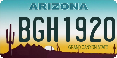 AZ license plate BGH1920