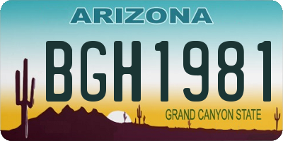 AZ license plate BGH1981