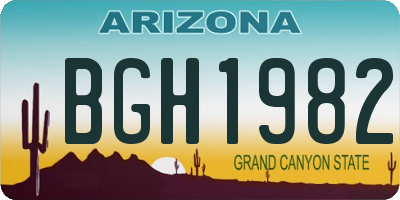 AZ license plate BGH1982