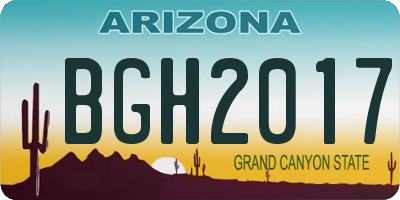 AZ license plate BGH2017