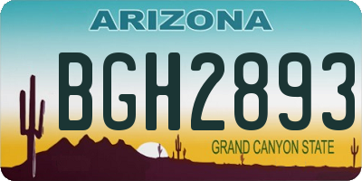 AZ license plate BGH2893