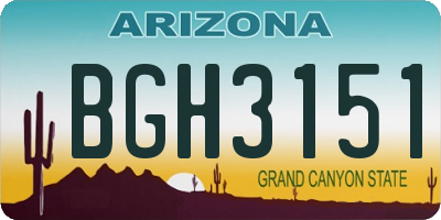 AZ license plate BGH3151