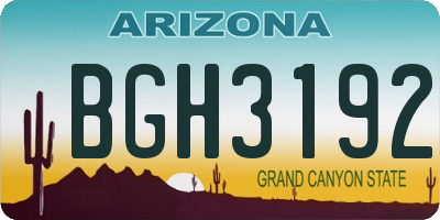 AZ license plate BGH3192