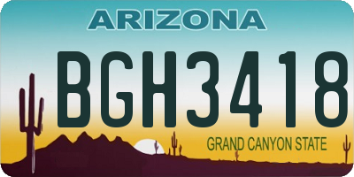 AZ license plate BGH3418