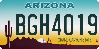AZ license plate BGH4019