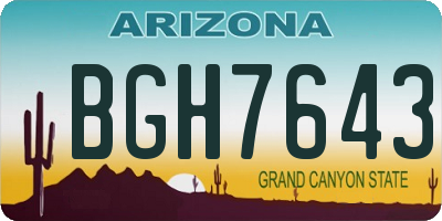 AZ license plate BGH7643