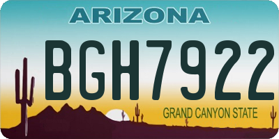 AZ license plate BGH7922