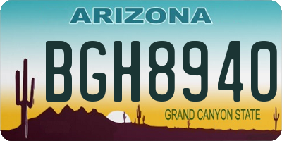AZ license plate BGH8940