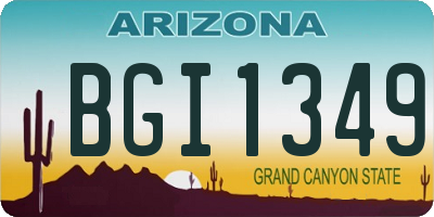 AZ license plate BGI1349