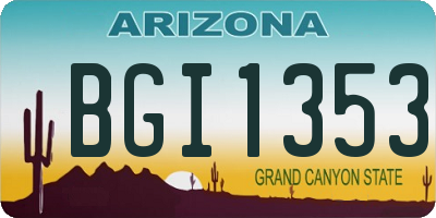 AZ license plate BGI1353