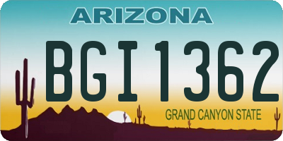 AZ license plate BGI1362
