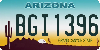 AZ license plate BGI1396