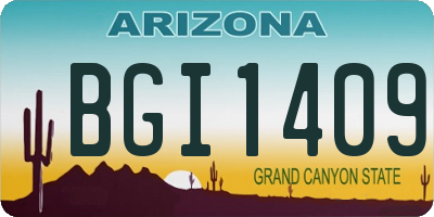 AZ license plate BGI1409