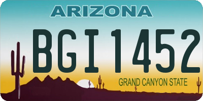 AZ license plate BGI1452