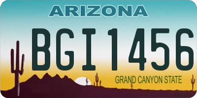 AZ license plate BGI1456