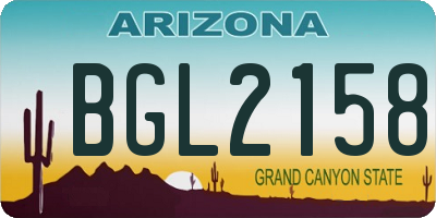 AZ license plate BGL2158