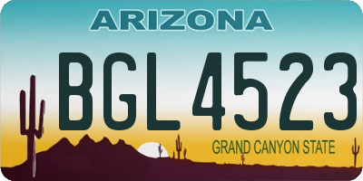 AZ license plate BGL4523