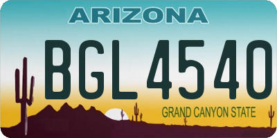 AZ license plate BGL4540