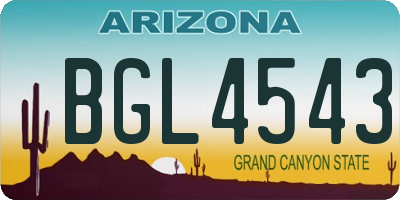 AZ license plate BGL4543