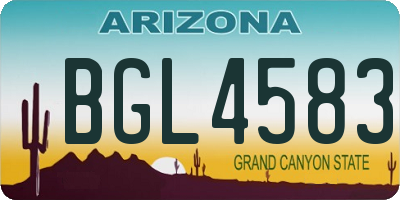 AZ license plate BGL4583