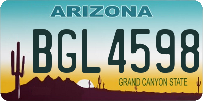 AZ license plate BGL4598