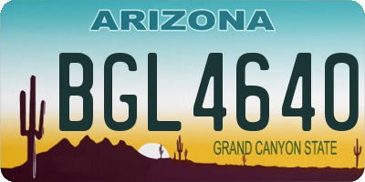 AZ license plate BGL4640