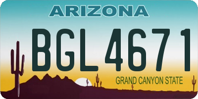 AZ license plate BGL4671