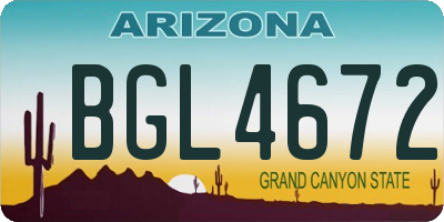AZ license plate BGL4672