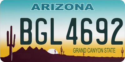 AZ license plate BGL4692