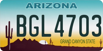 AZ license plate BGL4703