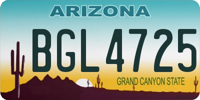 AZ license plate BGL4725
