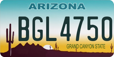 AZ license plate BGL4750
