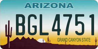 AZ license plate BGL4751