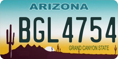 AZ license plate BGL4754