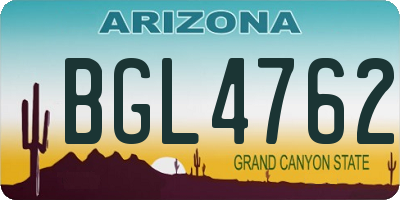AZ license plate BGL4762