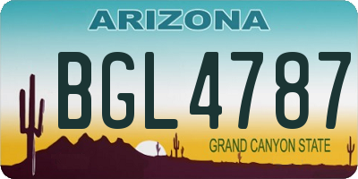 AZ license plate BGL4787