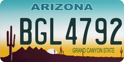 AZ license plate BGL4792