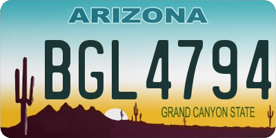 AZ license plate BGL4794