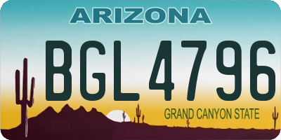 AZ license plate BGL4796