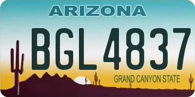 AZ license plate BGL4837
